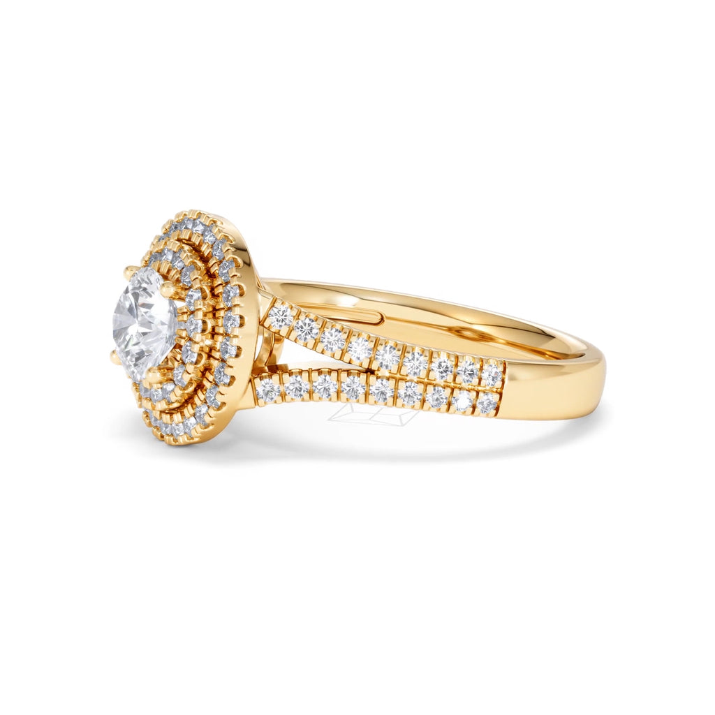 Camilla GIA Diamond Halo Engagement Ring in 18K Gold 1.65ct G/VS