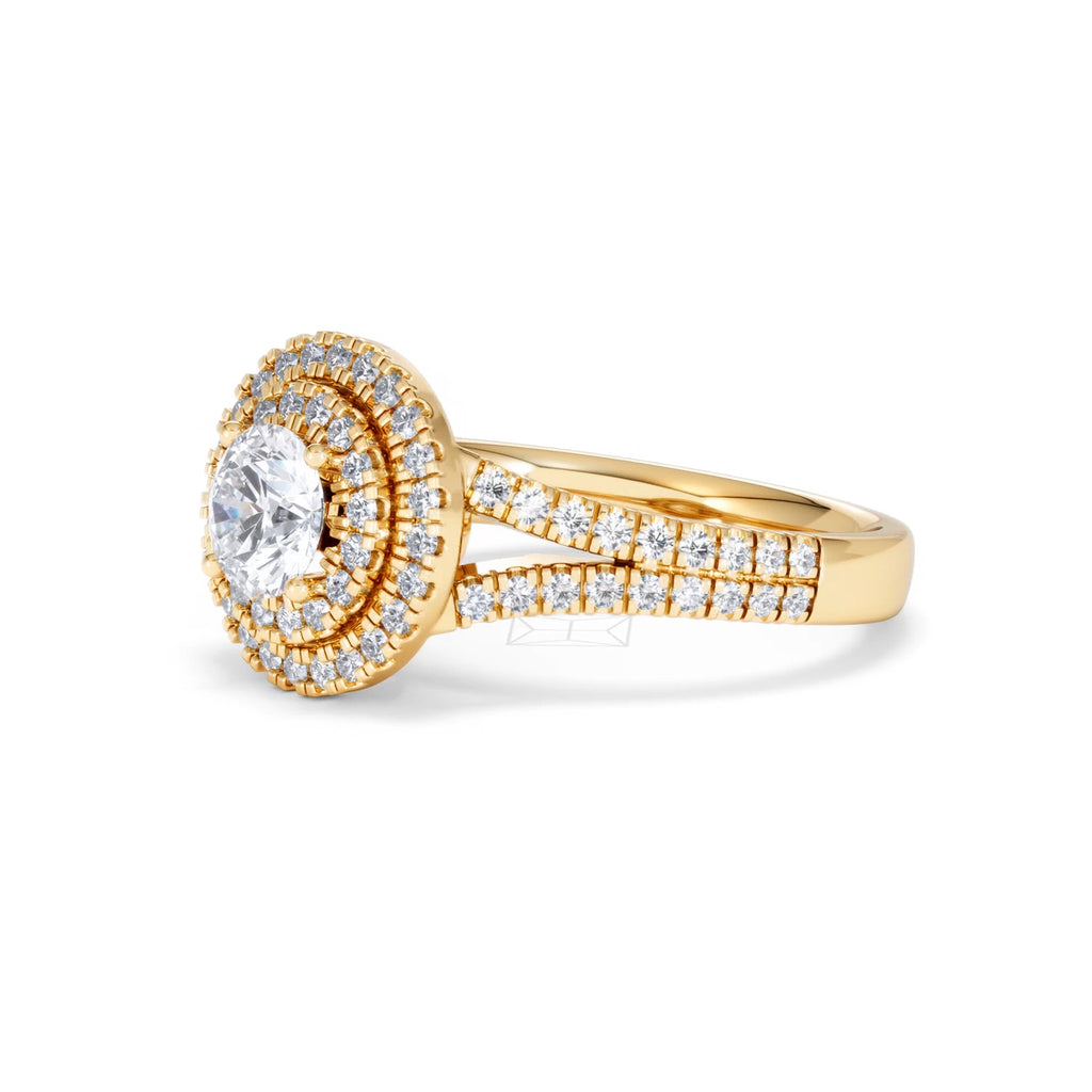 Camilla GIA Diamond Halo Engagement Ring in 18K Gold 1.65ct G/VS