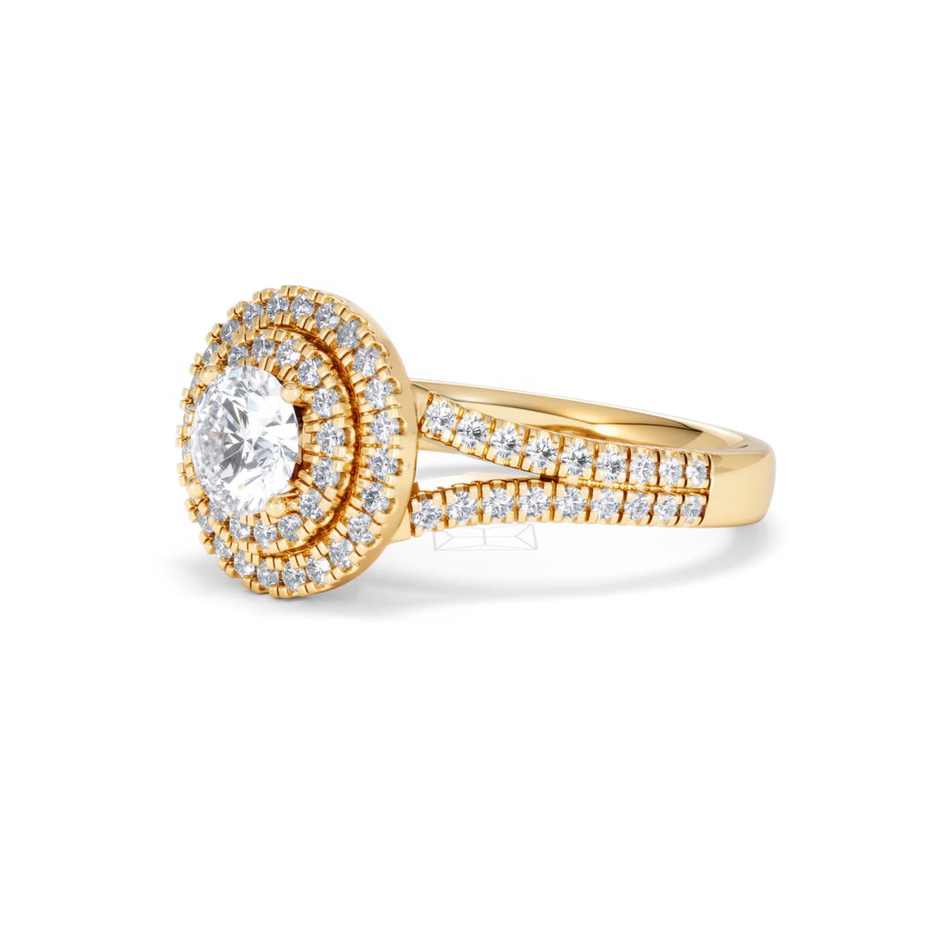 Camilla GIA Diamond Halo Engagement Ring in 18K Gold 1.65ct G/VS