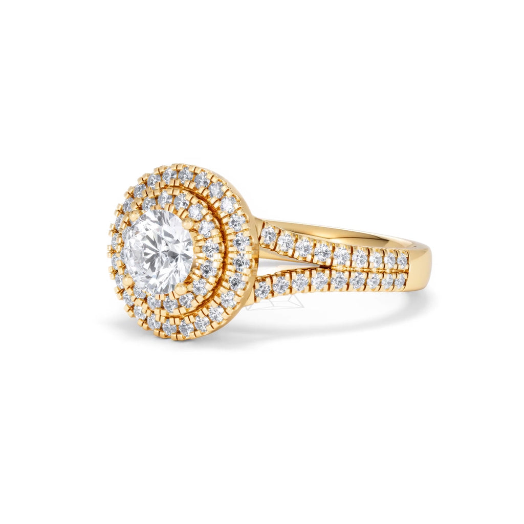 Camilla GIA Diamond Halo Engagement Ring in 18K Gold 1.65ct G/VS