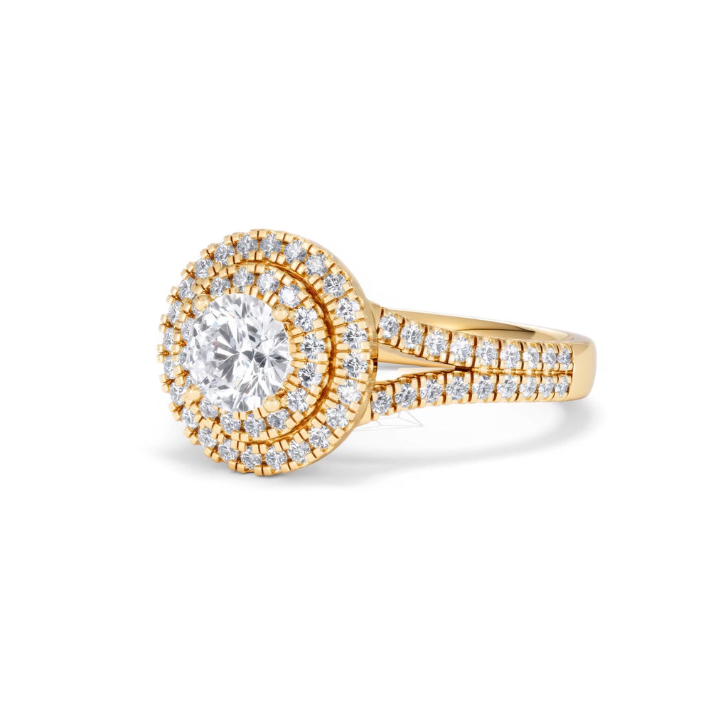 Camilla GIA Diamond Halo Engagement Ring in 18K Gold 1.65ct G/VS