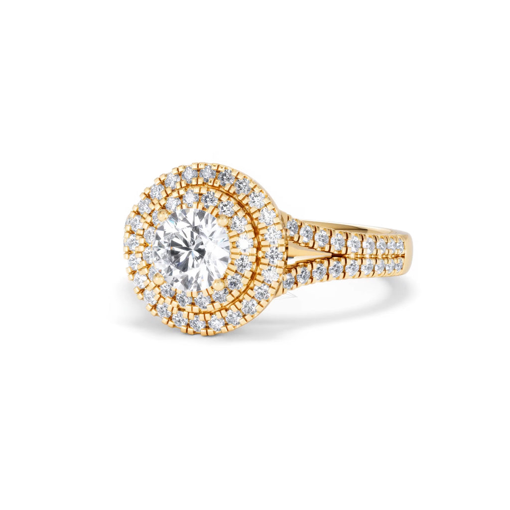 Camilla GIA Diamond Halo Engagement Ring in 18K Gold 1.65ct G/VS