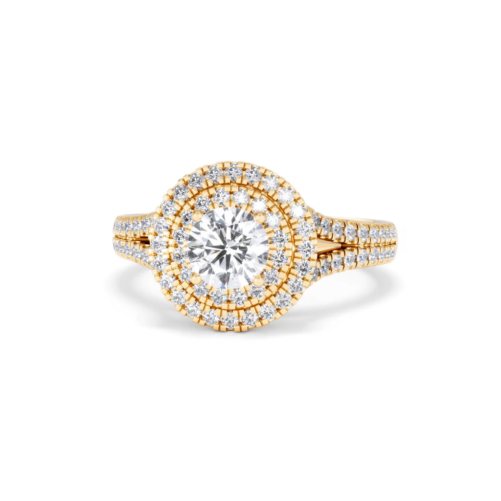 Camilla GIA Diamond Halo Engagement Ring in 18K Gold 1.65ct G/VS