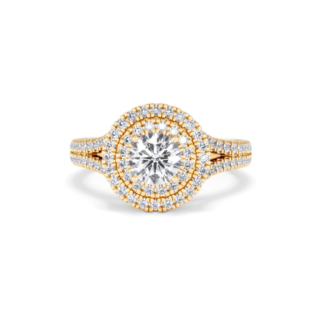 Camilla GIA Diamond Halo Engagement Ring in 18K Gold 1.65ct G/VS