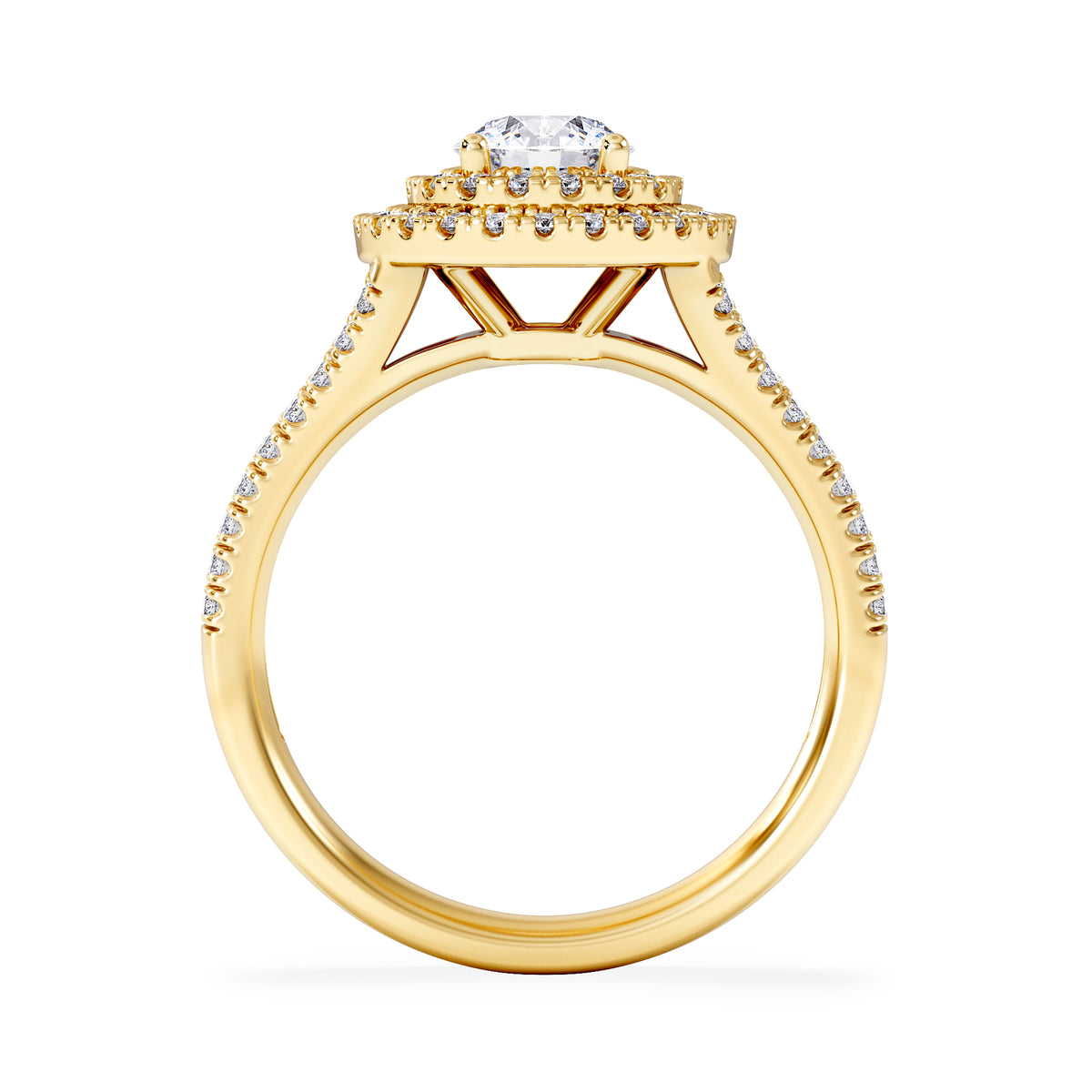 Camilla GIA Diamond Halo Engagement Ring in 18K Gold 1.65ct G/VS