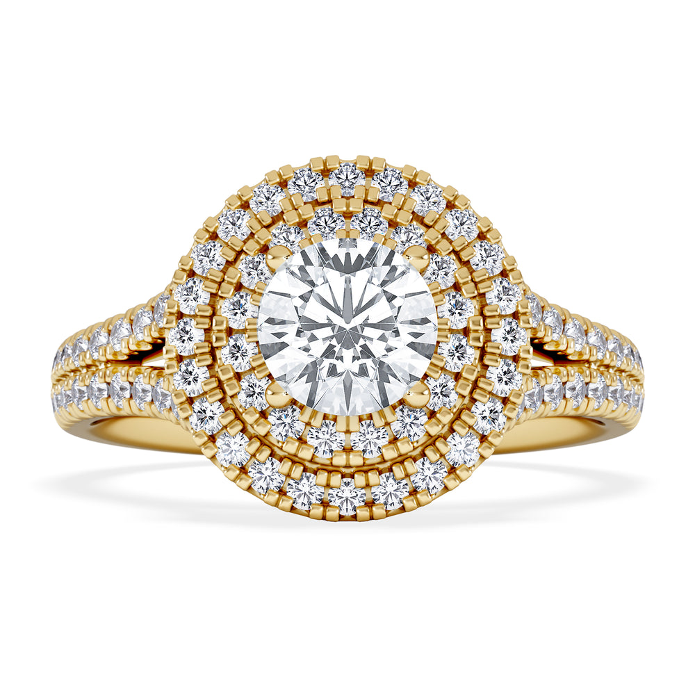 Camilla GIA Diamond Halo Engagement Ring in 18K Gold 1.65ct G/VS