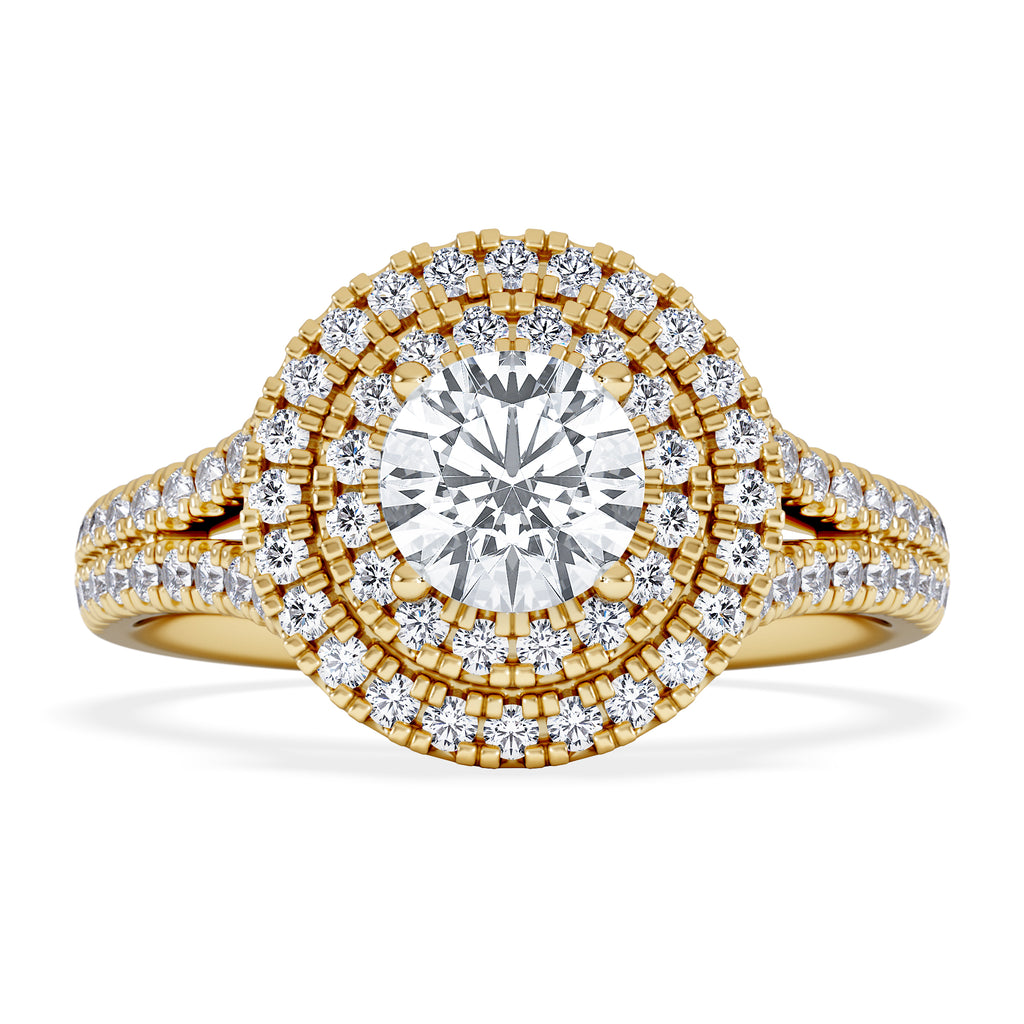 Camilla GIA Diamond Halo Engagement Ring in 18K Gold 1.65ct G/VS