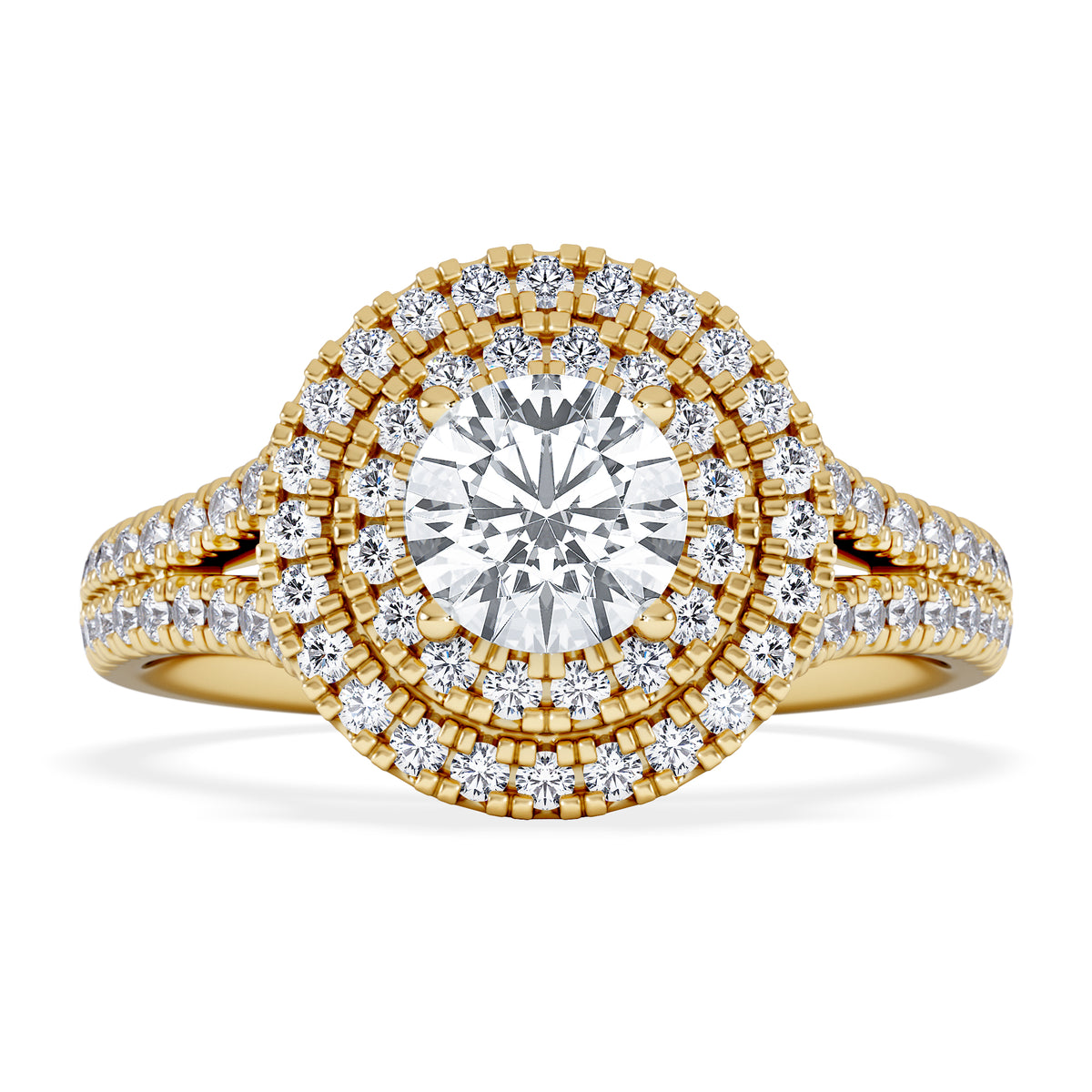 Camilla GIA Diamond Halo Engagement Ring in 18K Gold 1.65ct G/VS