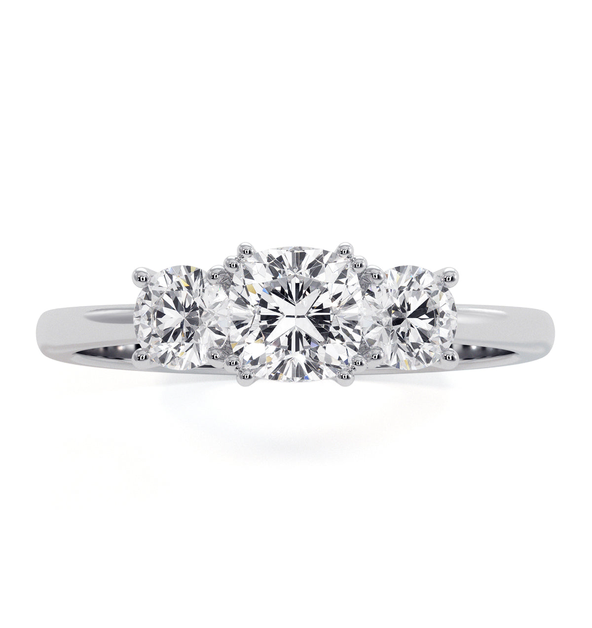3 Stone Meghan Lab Diamond Engagement Ring 1CT F/VS1 in Platinum
