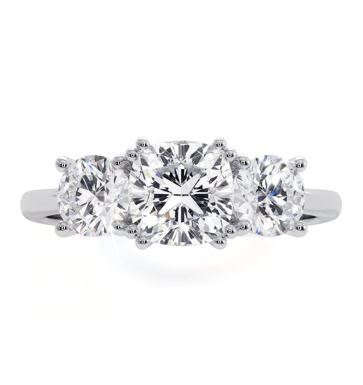 3 Stone Meghan Lab Diamond Engagement Ring 1.7CT F/VS1 in Platinum