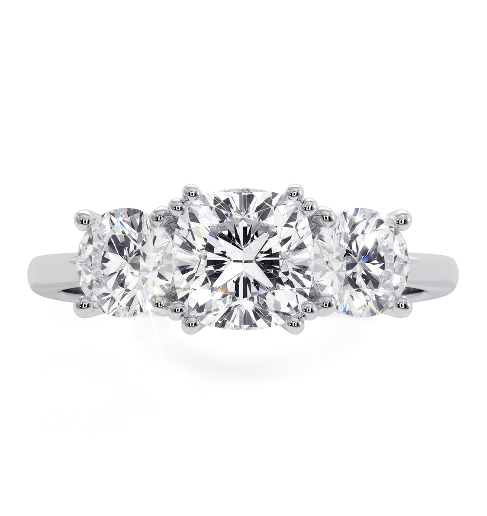 3 Stone Meghan Diamond Engagement Ring 1.7CT G/Vs2 in Platinum