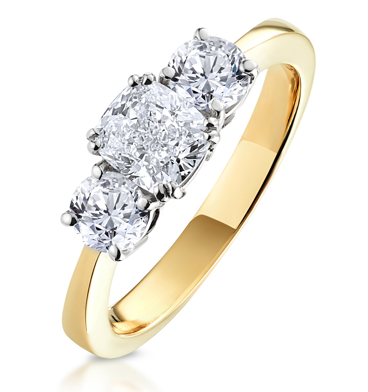 3 Stone Meghan Lab Diamond Engagement Ring 1.7CT F/VS1 in 18K Gold