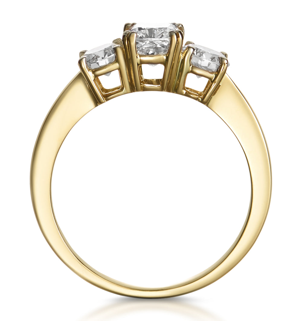 3 Stone Meghan Lab Diamond Engagement Ring 1.7CT F/VS1 in 18K Gold