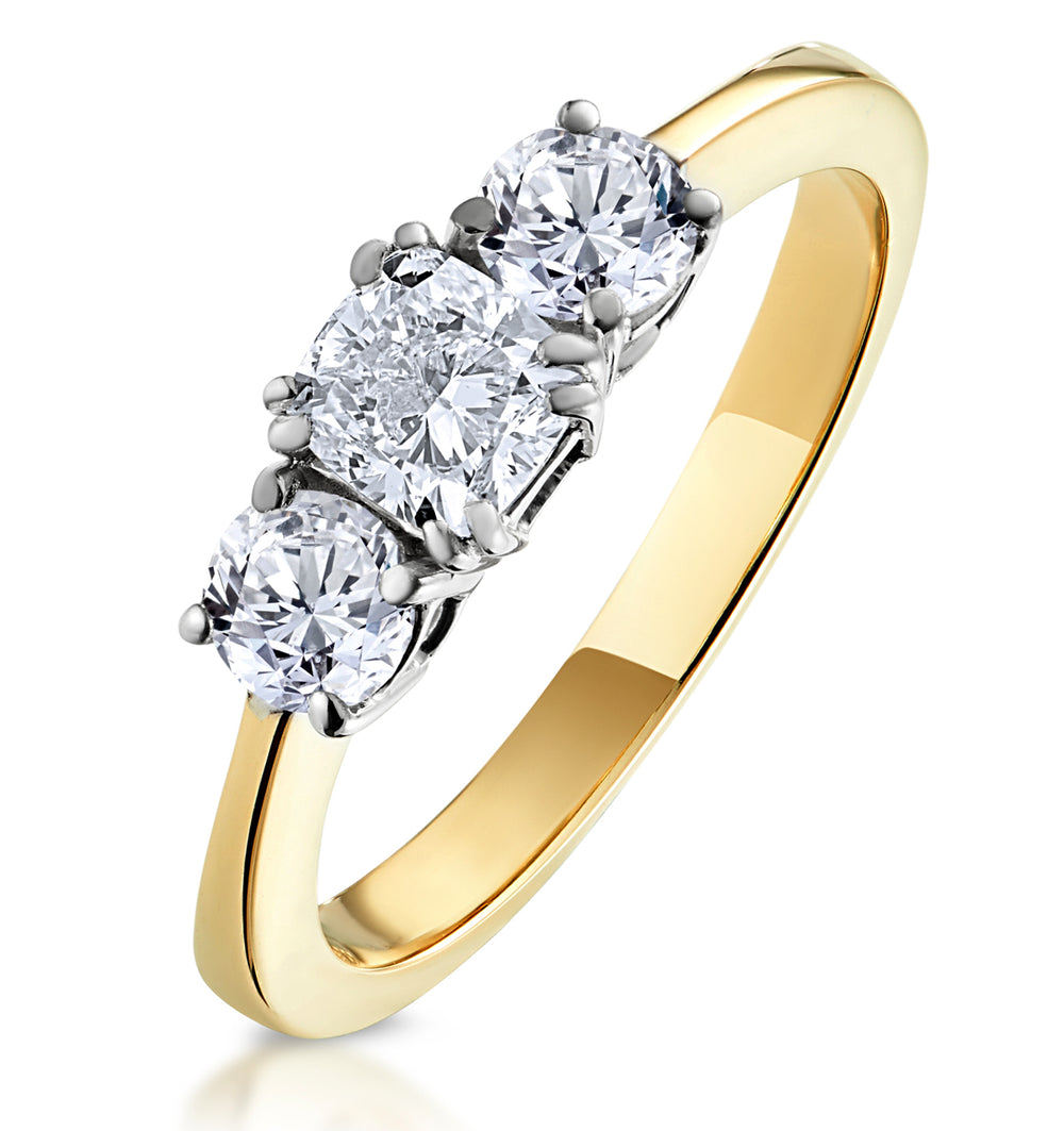 3 Stone Meghan Diamond Engagement Ring 1CT H/SI in 18K Gold