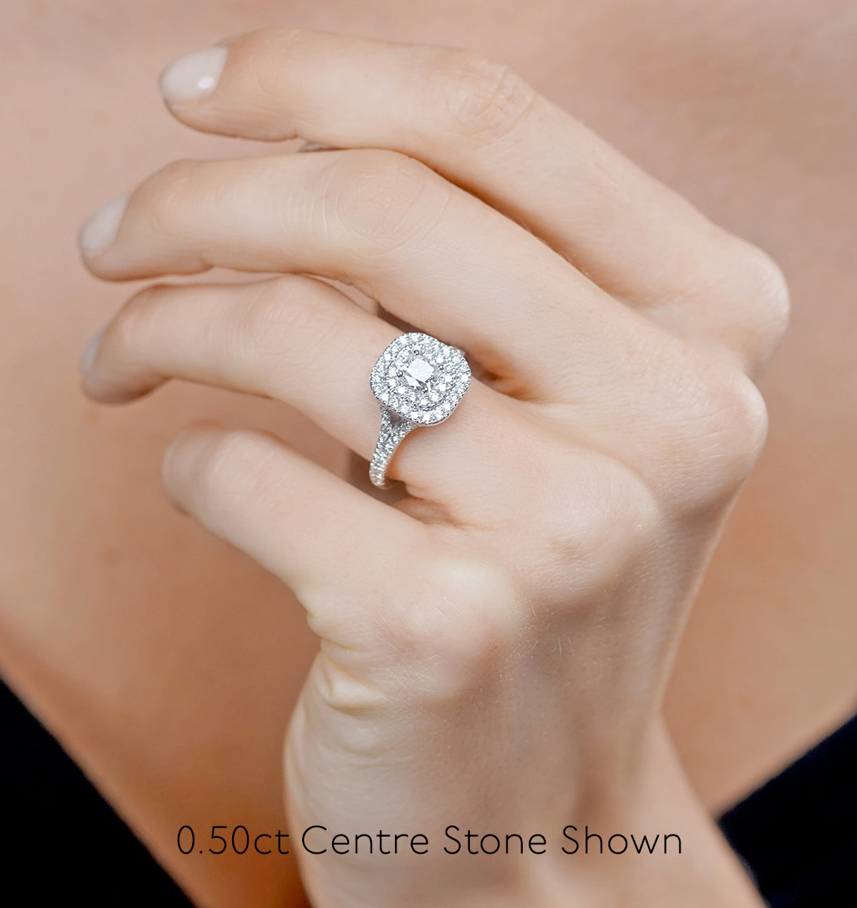Anastasia GIA Diamond Halo Engagement Ring in Platinum 1.70ct G/VS1