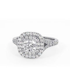 Cleopatra Lab Diamond Halo Engagement Ring in Platinum 1.20ct F/VS1