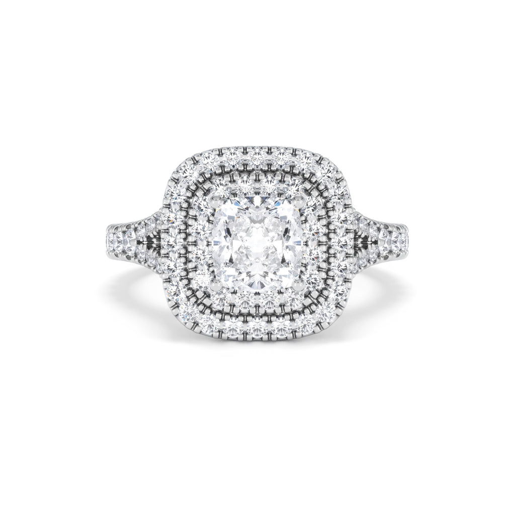 Anastasia GIA Diamond Halo Engagement Ring 18K White Gold 1.85ct G/VS