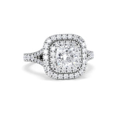 Anastasia GIA Diamond Halo Engagement Ring 18K White Gold 1.85ct G/VS