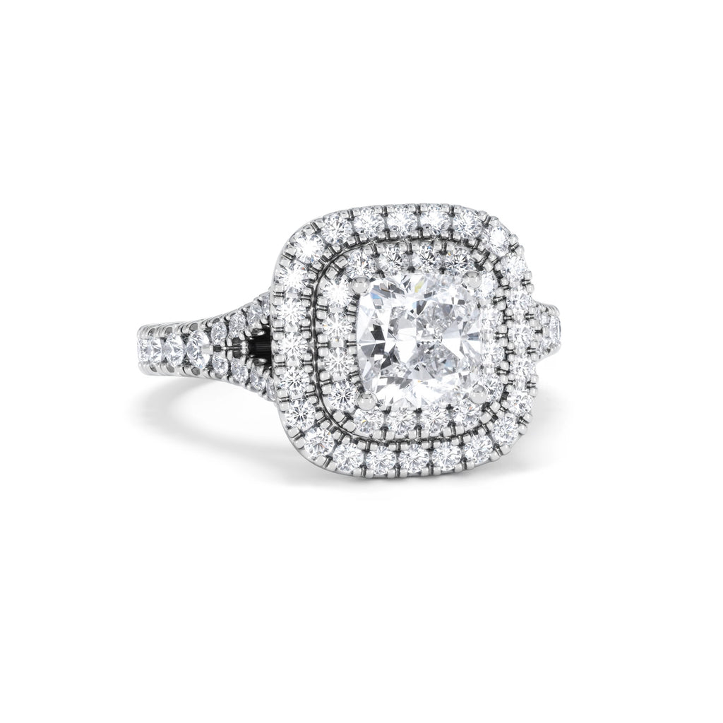 Anastasia Lab Diamond Halo Engagement Ring 18K White Gold 1.85ct F/VS1