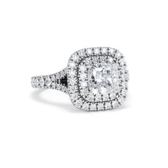 Anastasia GIA Diamond Halo Engagement Ring 18K White Gold 1.85ct G/VS