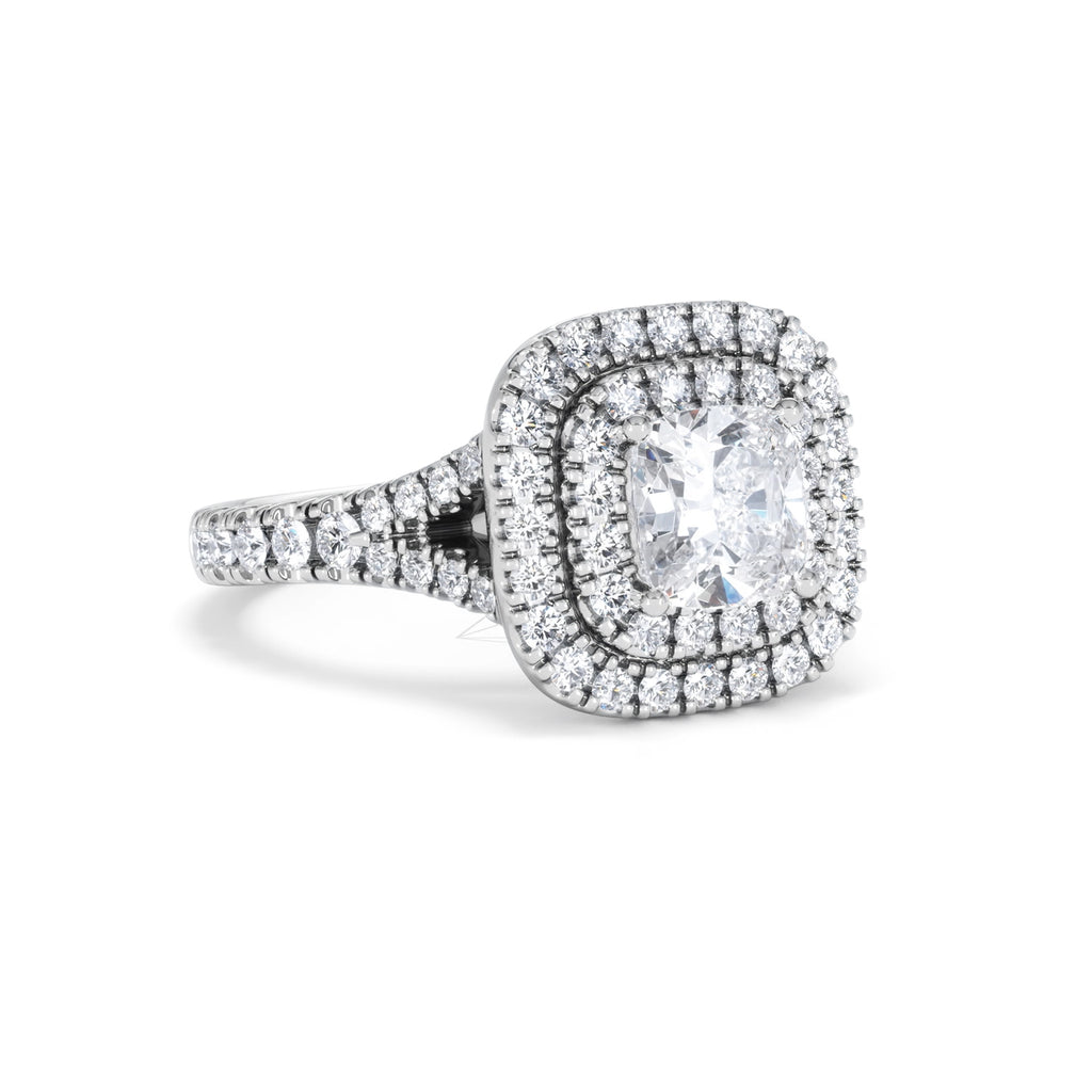 Anastasia GIA Diamond Halo Engagement Ring 18K White Gold 1.85ct G/VS