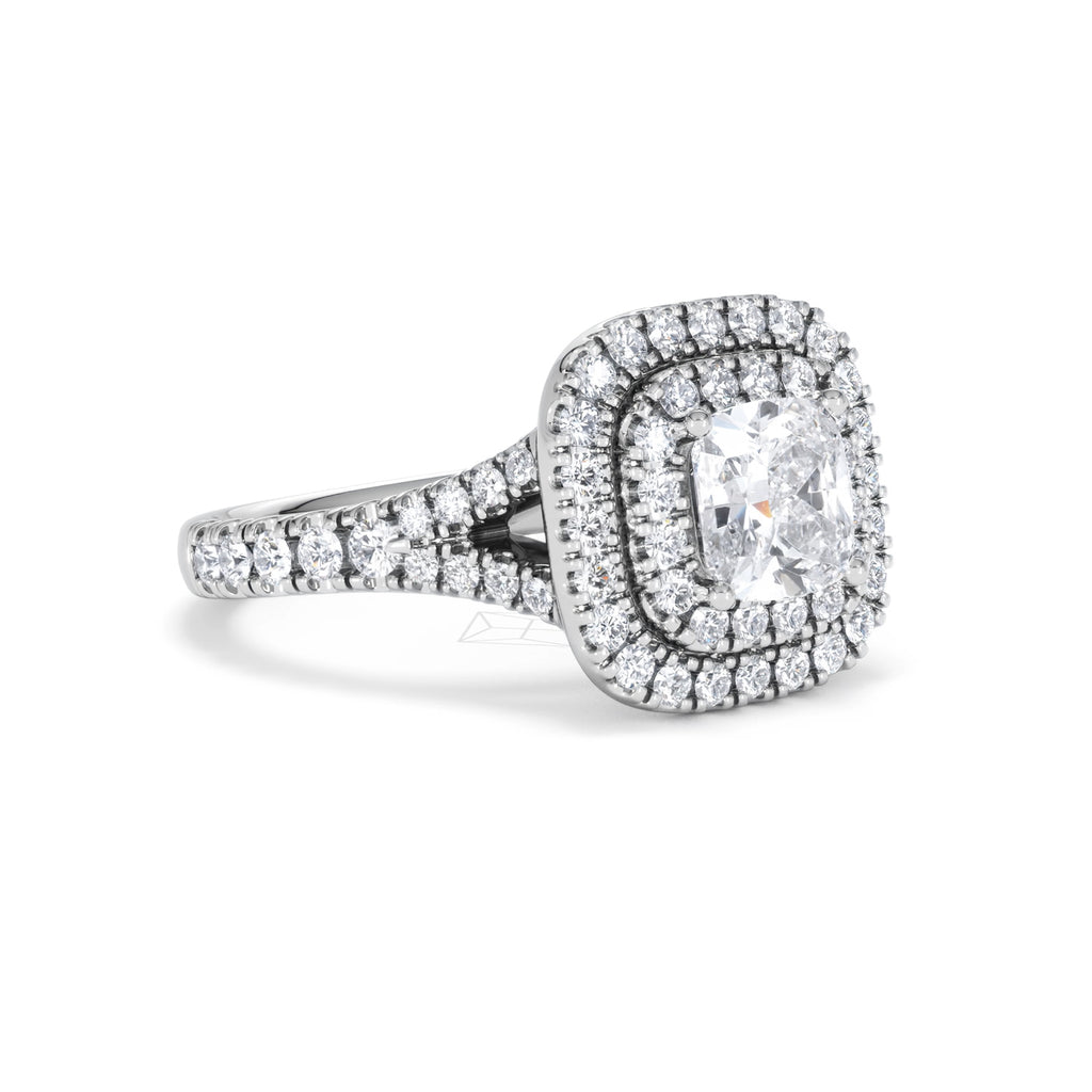 Anastasia GIA Diamond Halo Engagement Ring 18K White Gold 1.85ct G/VS
