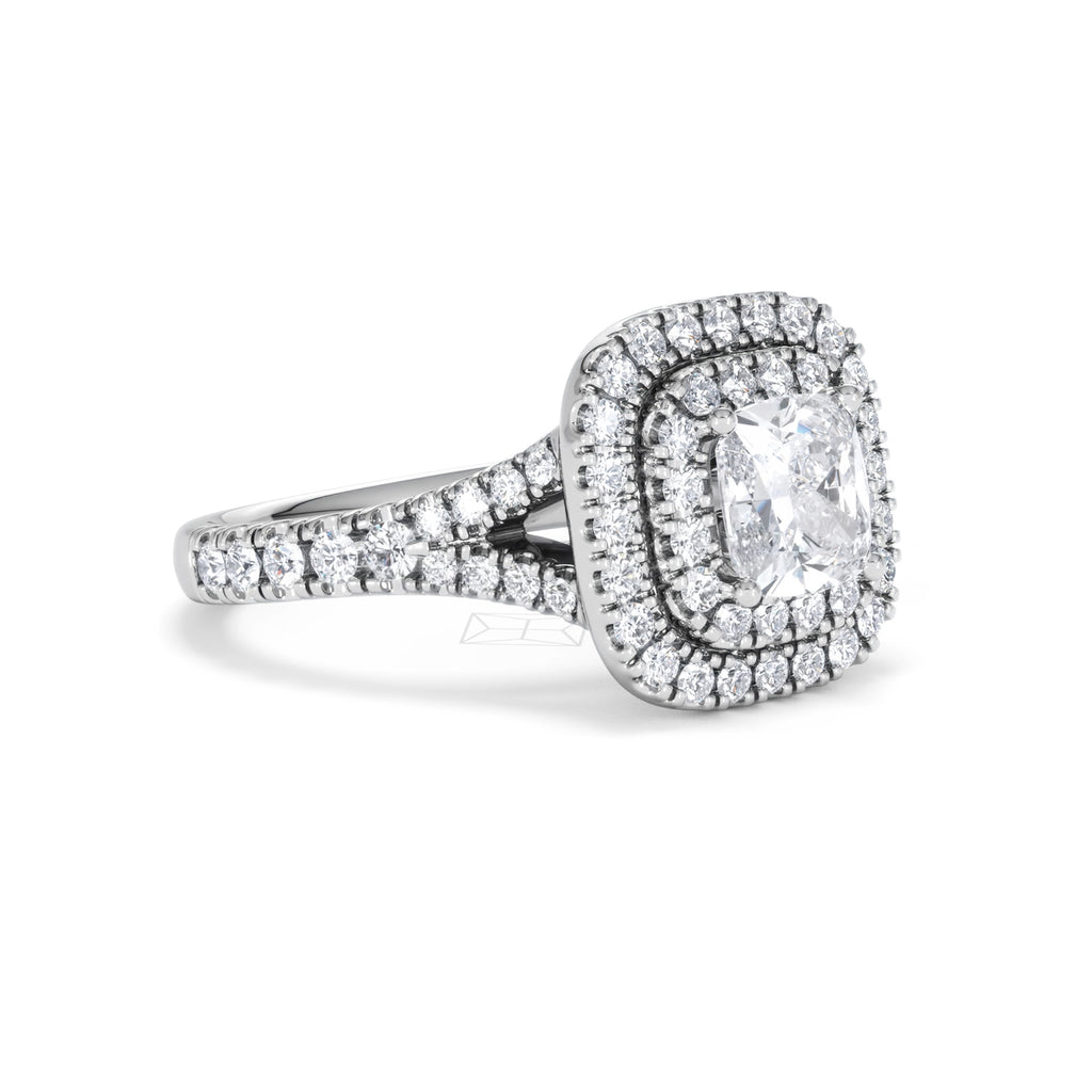 Anastasia GIA Diamond Halo Engagement Ring 18K White Gold 1.85ct G/VS