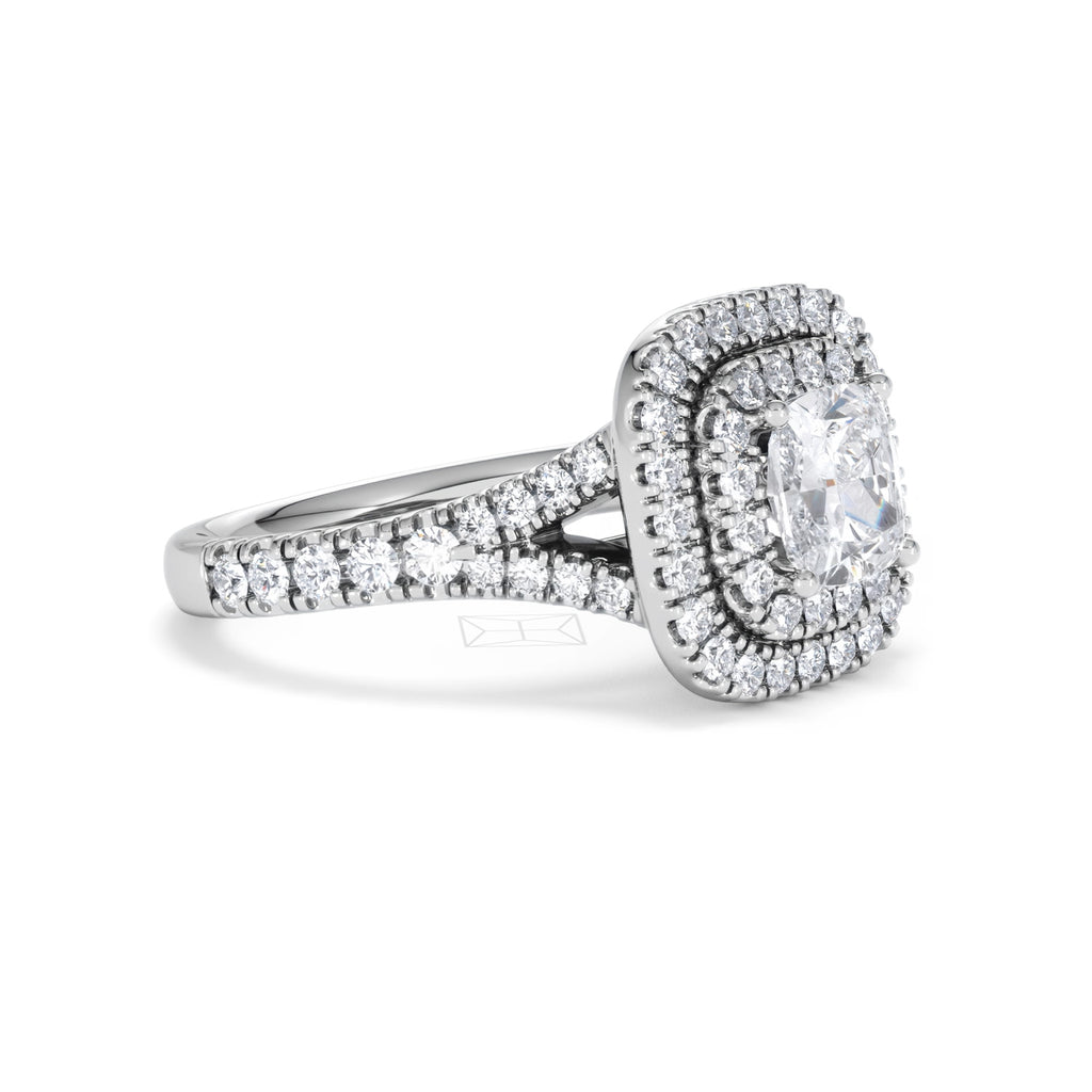Anastasia GIA Diamond Halo Engagement Ring 18K White Gold 1.85ct G/VS