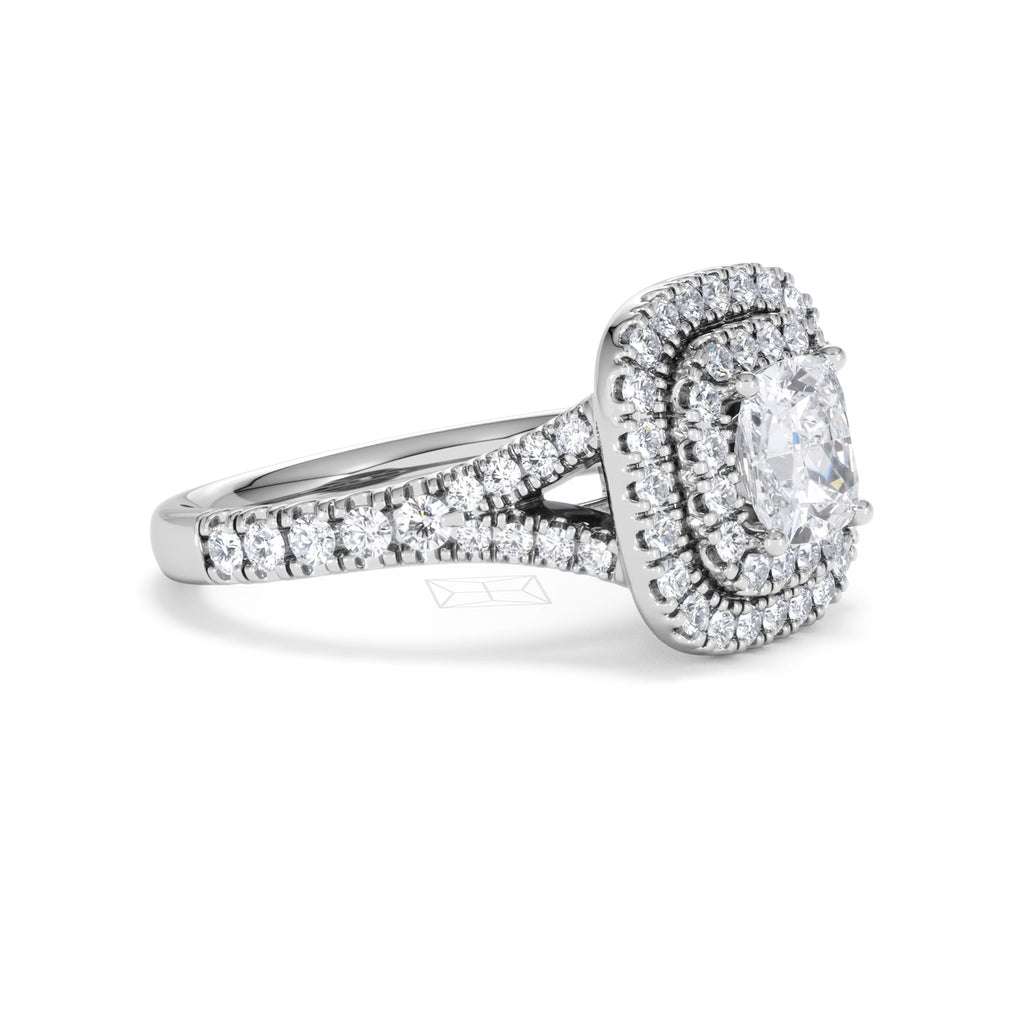 Anastasia GIA Diamond Halo Engagement Ring 18K White Gold 1.85ct G/VS