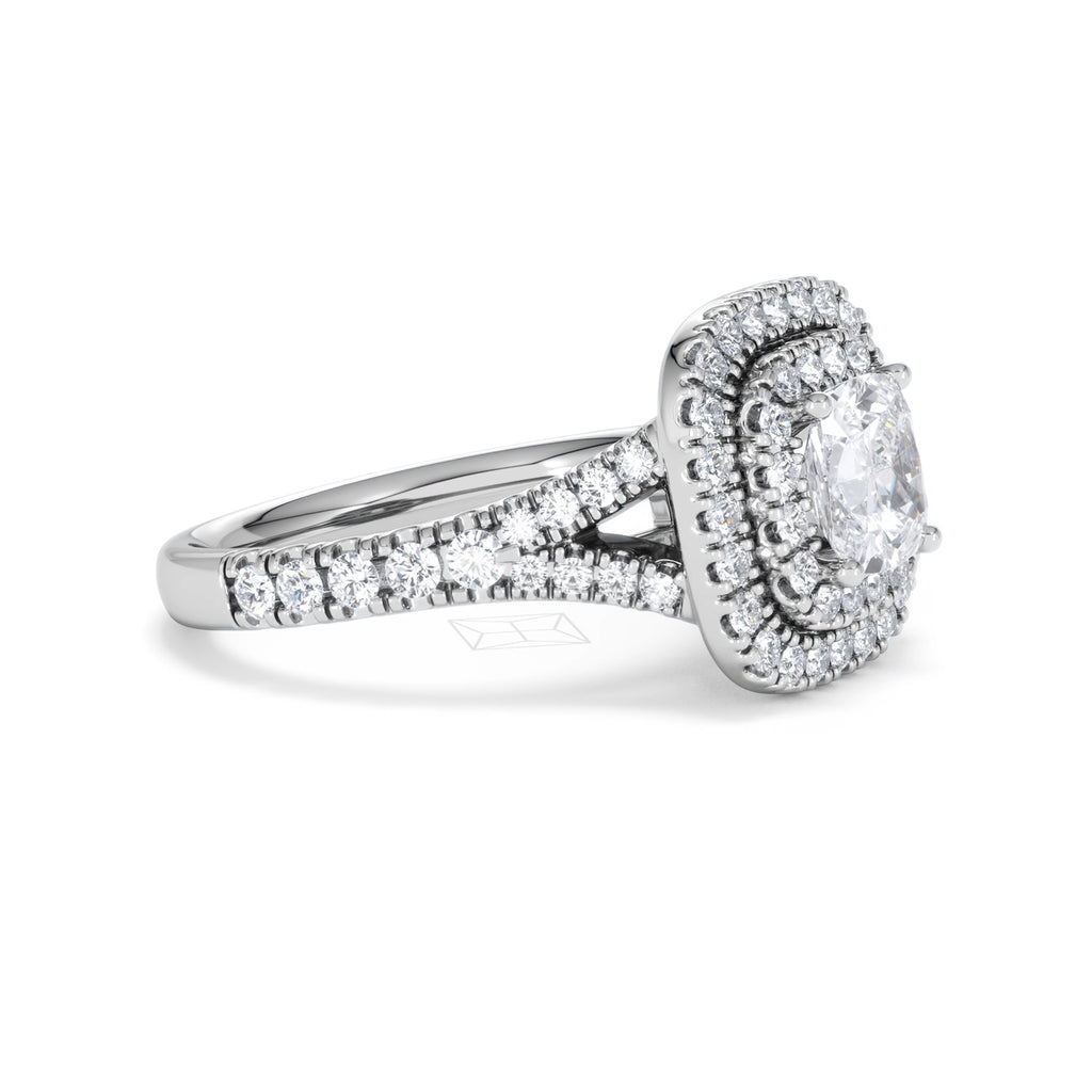Anastasia GIA Diamond Halo Engagement Ring 18K White Gold 1.85ct G/VS