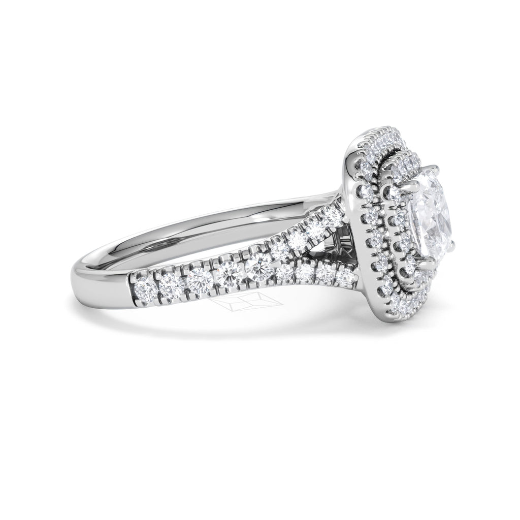 Anastasia GIA Diamond Halo Engagement Ring 18K White Gold 1.85ct G/VS