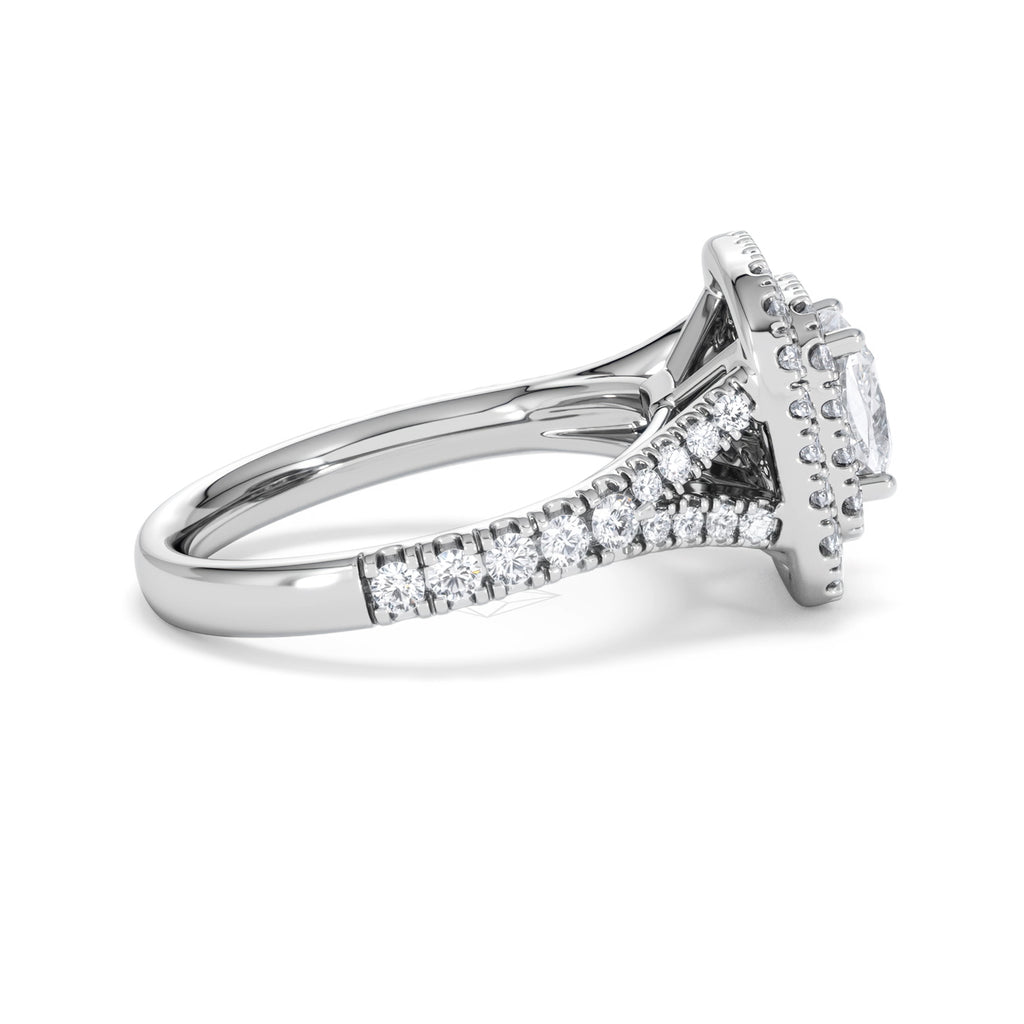 Anastasia GIA Diamond Halo Engagement Ring 18K White Gold 1.85ct G/VS