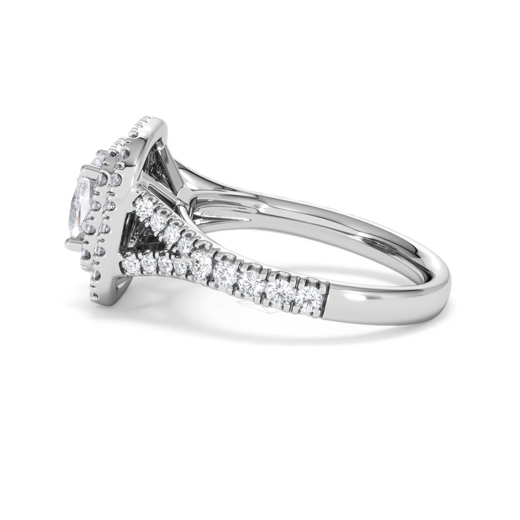 Anastasia GIA Diamond Halo Engagement Ring 18K White Gold 1.85ct G/VS