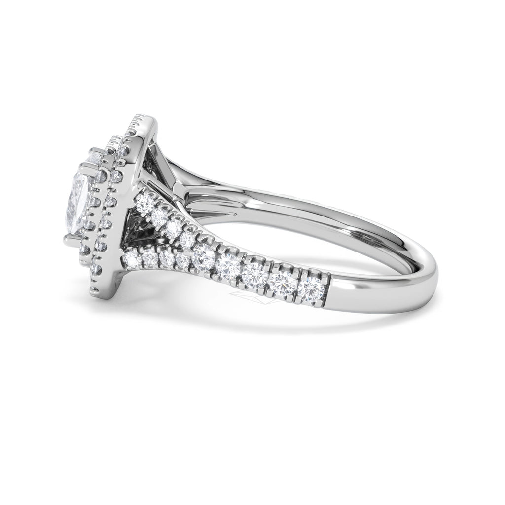 Anastasia GIA Diamond Halo Engagement Ring 18K White Gold 1.85ct G/VS