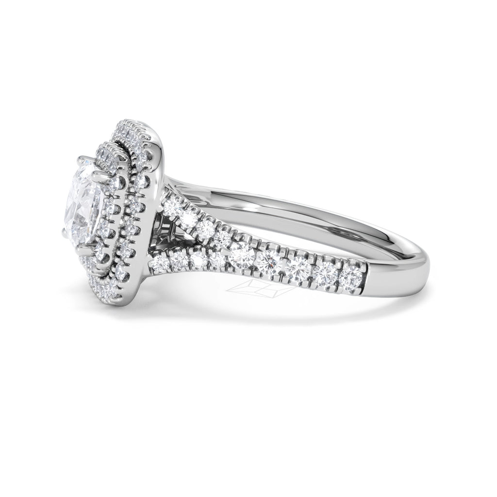 Anastasia GIA Diamond Halo Engagement Ring 18K White Gold 1.85ct G/VS