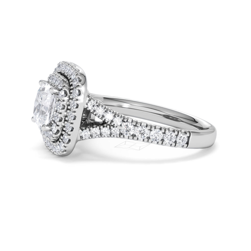 Anastasia GIA Diamond Halo Engagement Ring 18K White Gold 1.85ct G/VS