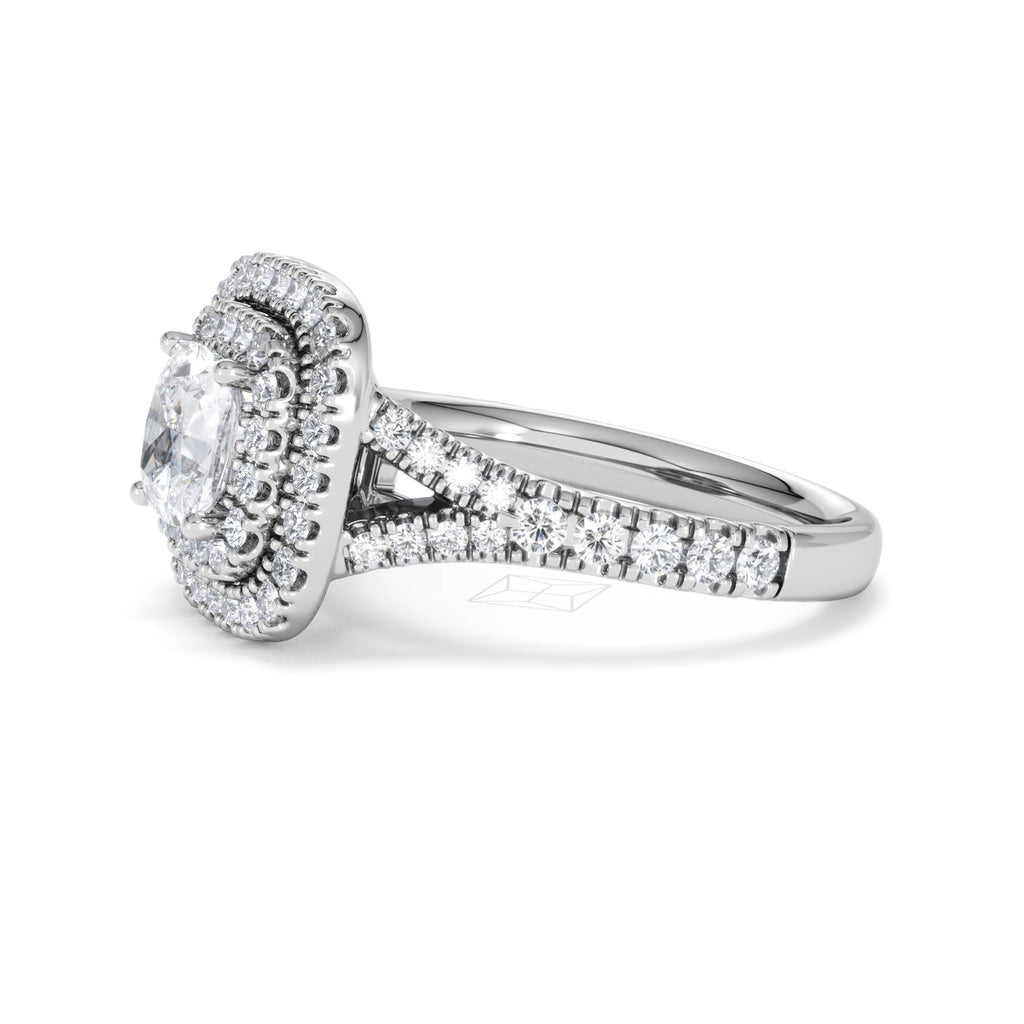 Anastasia GIA Diamond Halo Engagement Ring 18K White Gold 1.85ct G/VS