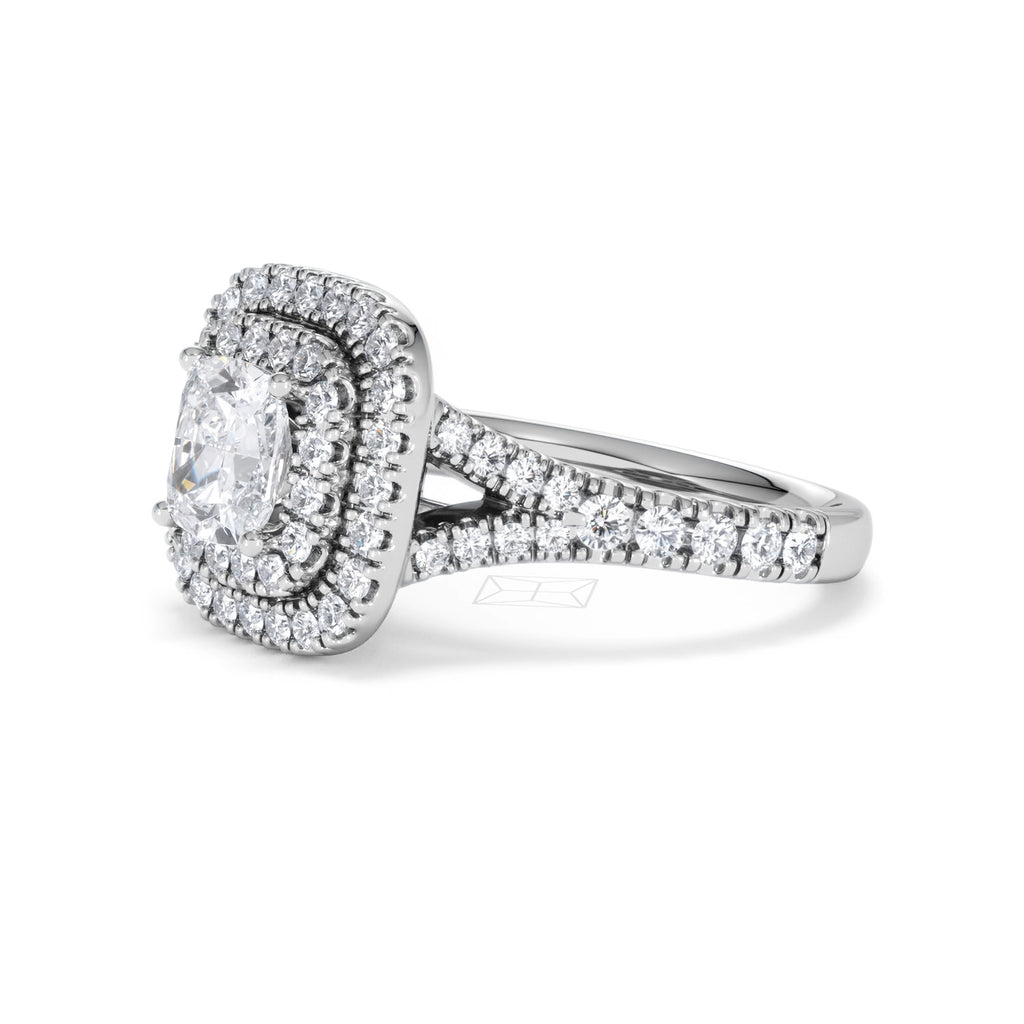 Anastasia GIA Diamond Halo Engagement Ring 18K White Gold 1.85ct G/VS