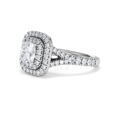 Anastasia GIA Diamond Halo Engagement Ring 18K White Gold 1.85ct G/VS