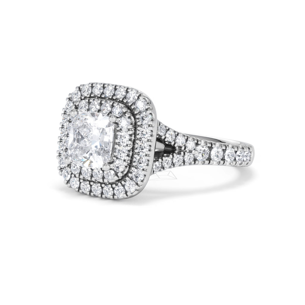 Anastasia GIA Diamond Halo Engagement Ring 18K White Gold 1.85ct G/VS