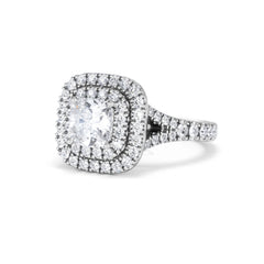 Anastasia GIA Diamond Halo Engagement Ring 18K White Gold 1.85ct G/VS