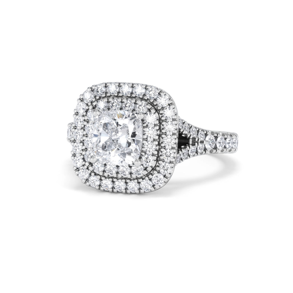 Anastasia GIA Diamond Halo Engagement Ring 18K White Gold 1.85ct G/VS