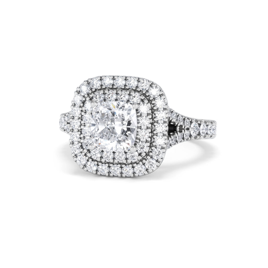 Anastasia GIA Diamond Halo Engagement Ring 18K White Gold 1.85ct G/VS