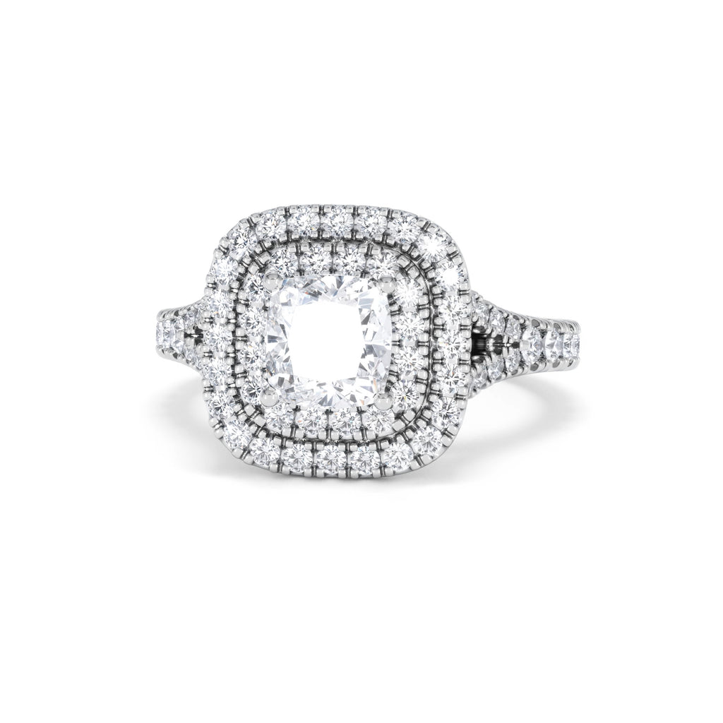 Anastasia GIA Diamond Halo Engagement Ring 18K White Gold 1.85ct G/VS