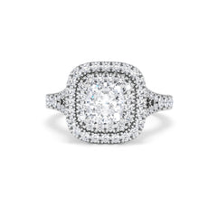 Anastasia GIA Diamond Halo Engagement Ring 18K White Gold 1.85ct G/VS