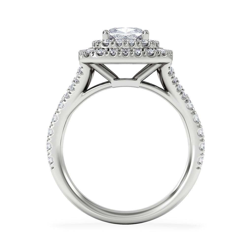 Anastasia GIA Diamond Halo Engagement Ring 18K White Gold 1.85ct G/VS