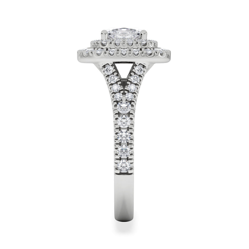 Anastasia GIA Diamond Halo Engagement Ring 18K White Gold 1.85ct G/VS