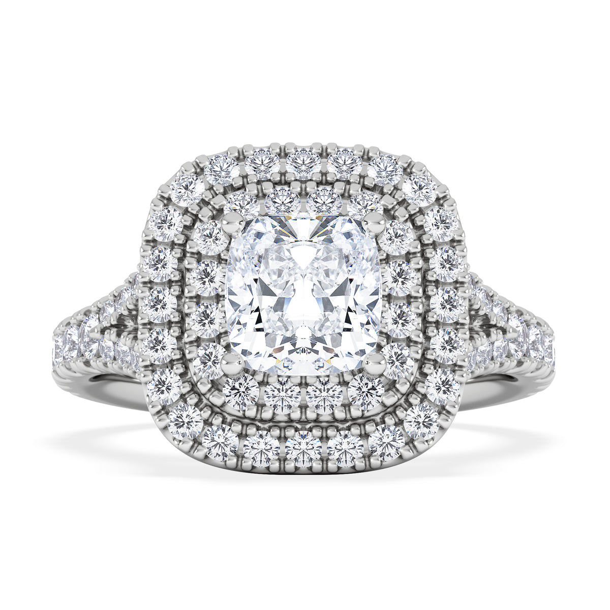 Anastasia Lab Diamond Halo Engagement Ring 18K White Gold 1.85ct F/VS1