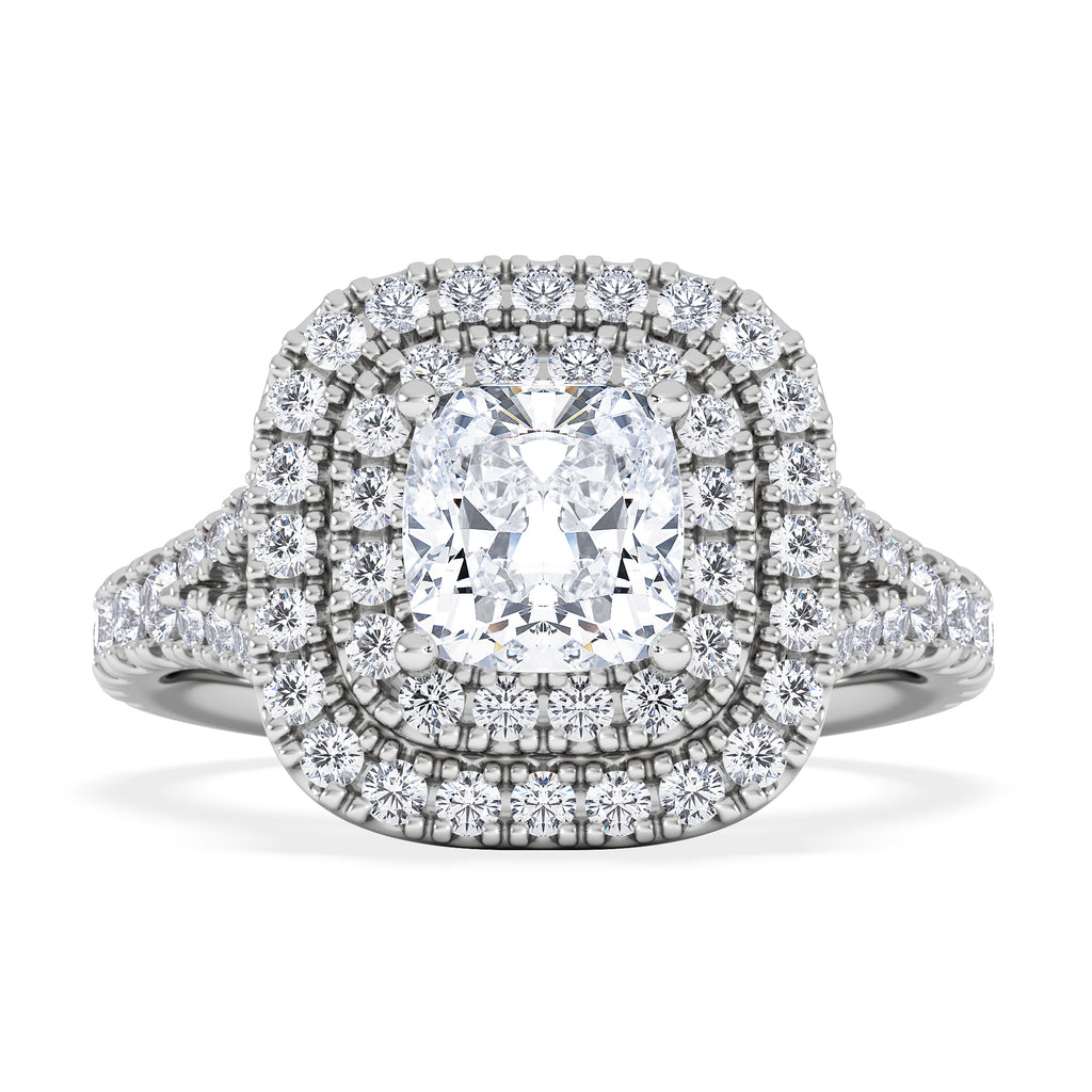 Anastasia GIA Diamond Halo Engagement Ring 18K White Gold 1.85ct G/VS