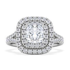 Anastasia GIA Diamond Halo Engagement Ring 18K White Gold 1.85ct G/VS